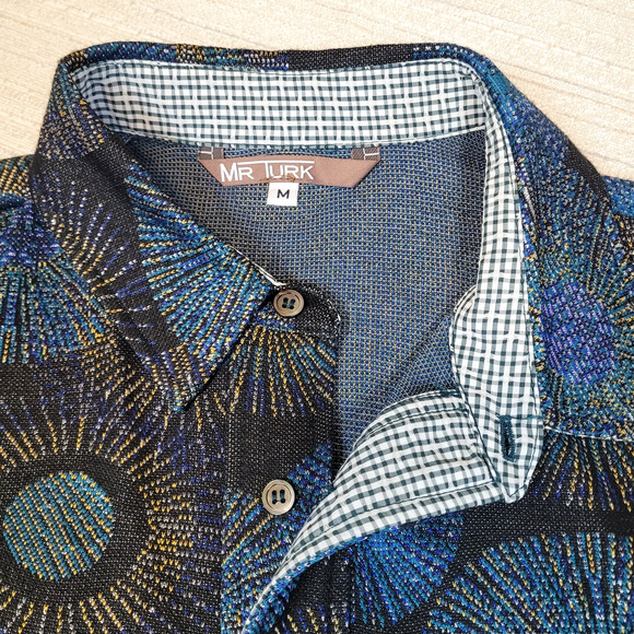 Mr. Turk Men's Multicolor StarBurst Fireworks Polo Shirt Medium Made In USA - Picture 2 of 8